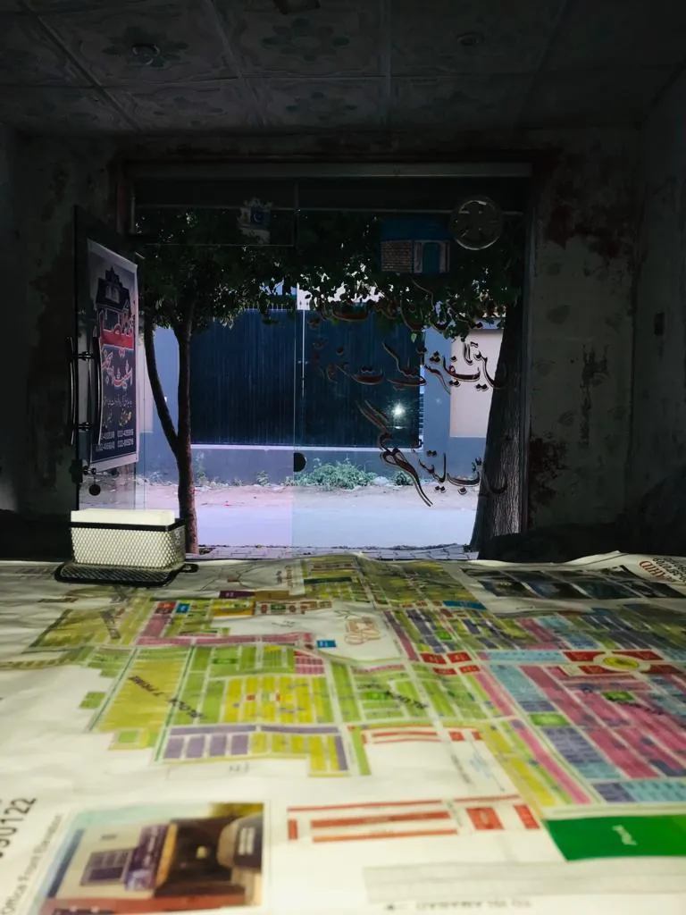 A scheme map of the area laid out at the office door